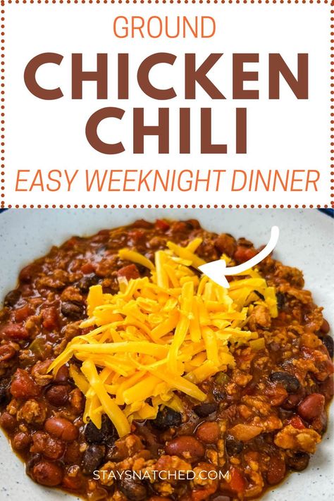 Easy Chicken Chili Recipe Stovetop, Quick Chicken Chili Recipe, Chili Recipe Ground Chicken, Chicken Red Chili Recipes, Chili Recipe Low Calorie, Chili Made With Chicken, Low Fat Chili Recipe Healthy, Ground Chicken Chili Recipe Easy, Crockpot Ground Chicken Chili