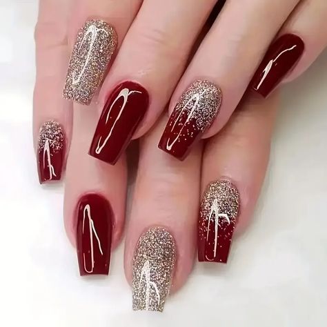 Golden Nail Art, Ballet Nails, Golden Nails, Bridal Nail Art, Fancy Nails Designs, Nagel Tips, Nails For Women, Nail Designs Glitter, Stick On Nails