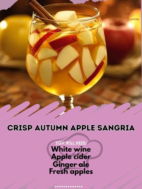 Apple Crisp Sangria, Apple Cider Wine Slushies, Fall Sangria Recipes White Apple Cider, Fall Spiced Apple Cider Sangria, Apple Cinnamon Fall Sangria, Honeycrisp Apple Sangria, Thanksgiving Punch, Apple Sangria, Sangria Ingredients