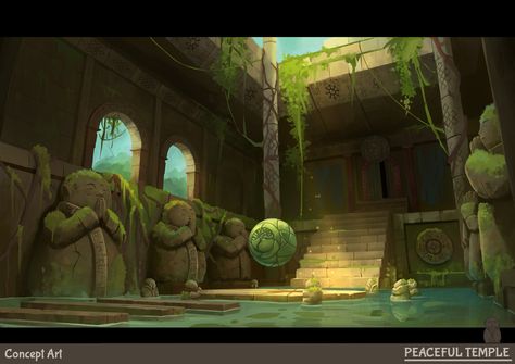 ArtStation - Peaceful Temple Concept Art, Pierre Vrel Doom Eternal Concept Art, Horizon Zero Dawn Concept Art, Final Fantasy Concept Art, Zombie Concept Art, Temple Concept Art, Zombie Concept, Landscape Concept Art, Bloodborne Concept Art, Jungle Temple