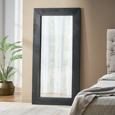 Black Stand Up Mirror, Black Wood Mirror, Standing Mirror Decor, Black Floor Mirror, Wood Floor Mirror, Full Length Mirror In Bedroom, Wood Full Length Mirror, Bath Mirror, Bedroom Items