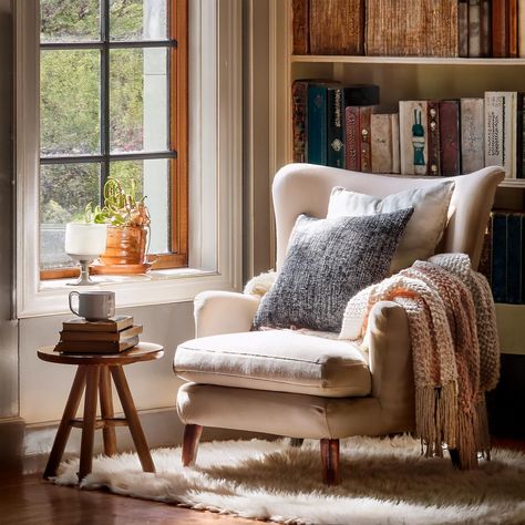 Best Reading Chair for Cozy Corners: The Ultimate Guide Reading Chair By Fireplace, Chair In Bedroom Corner Cozy, Reading Rooms Cozy, Reading Chair Bedroom Cozy Corner, Reading Chair Corner Small Spaces, Reading Chair Aesthetic, Cozy Chair Bedroom, Cozy Corner Bedroom, Reading Chair Corner