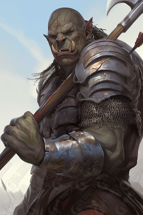 Skyrim Orc, Dnd Npc, Orc Warrior, Half Orc, Warriors Wallpaper, Dnd Ideas, Alien Creatures, Dungeons And Dragons Characters, Concept Art Character