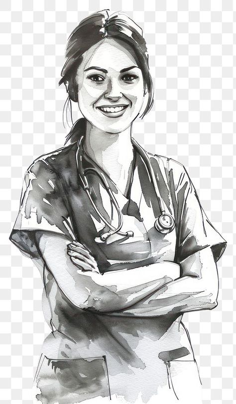 Doctor Pictures Female, Female Doctor Drawing, Nurse Art Illustrations, Female Doctor Art, Doctor Art Drawings, Doctor Sketch, Hospital Drawing, Engineer Drawing, Doctor Painting