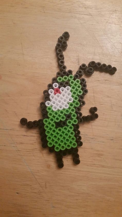 Pearler Bead Patterns Spongebob, Plankton Perler Beads, Spongebob Perler Beads Pattern, Minecraft Bead Art, Grimace Perler Beads, Squidward Perler Beads, Sponge Bob Perler Beads, Cartoon Perler Bead Patterns, Puler Beads Ideas