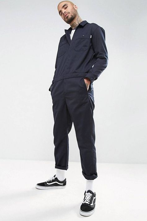 Jump into a jumpsuit Coveralls Mens Outfit, Mens Coverall Outfit, Coveralls Mens Fashion, Jumpsuit Outfit Men, Coveralls Outfit, Mechanic Fashion, Carhartt Coveralls, Coverall Outfit, Coverall Men