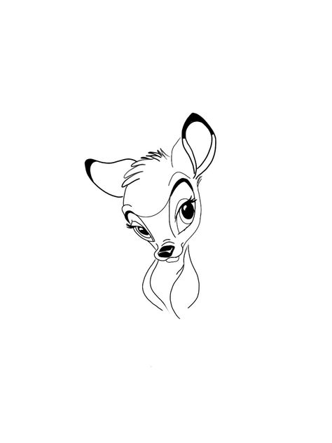 Disney Tattoo Stencil Outline, Disney Characters Tattoos, Bambi Tattoo, Disney Sleeve Tattoos, Castle Tattoo, Flash Designs, Tattoo Practice, Bambi Disney, Tattoo Outline Drawing