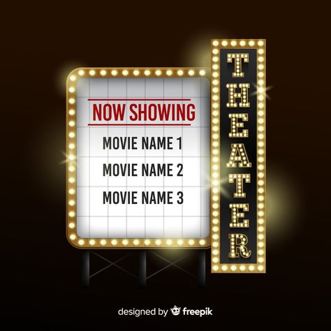 Cinema Billboard Design, Movie Theater Signs Diy, Movie Screening Poster, Cinema Typography, Fb Frame, Movie Theater Sign, Vip Entrance, Theater Sign, Basement Movie Room