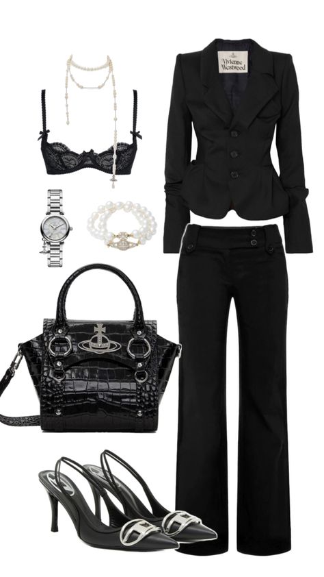 Vivienne Westwood outfit elegant Westwood Outfit, Vivienne Westwood Outfit, Kitten Heels Outfit, Pearl Outfit, Color Castaño, Bracelet Pearls, Bra Outfit, Vivienne Westwood Bags, Zendaya Outfits