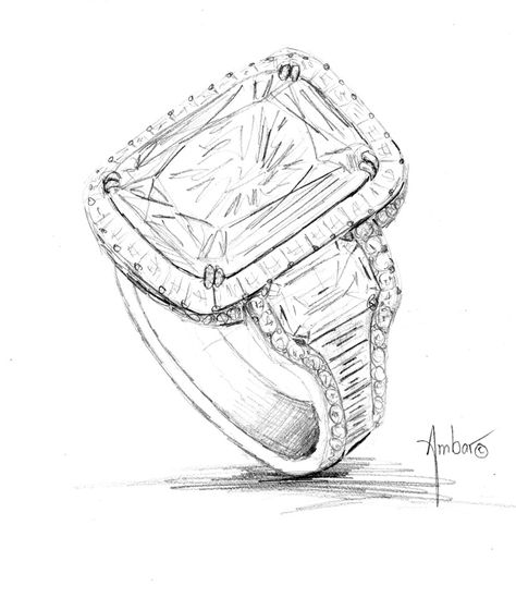 Drawings Of Jewellery, Diamond Ring Drawing, Drawing Jewellery, Rings Drawing, A Hand Drawing, Jewelry Drawings, Jewellery Sketch, Ring Drawing, Bez Ambar