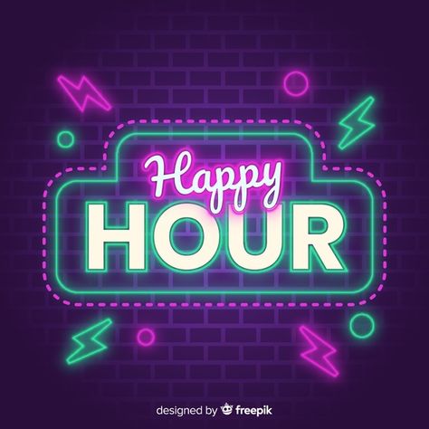 Yard Signs, Art Deco Design, Vector Photo, Happy Hour, Premium Vector, Graphic Resources, Vector Free, Projects To Try, Neon Signs