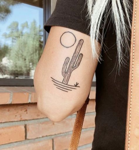 South Western Tattoo Ideas, Cactus Cowboy Hat Tattoo, Palm Springs Tattoo Ideas, Coachella Tattoo, Western Cactus Tattoo, Saguaro Tattoo, Rib Tattoos For Women Quotes, Western Sleeve, Cactus Tattoos