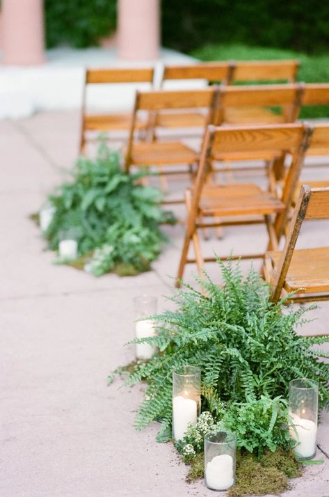 Wedding Aisles, Fern Wedding, Ceremony Candles, Wedding Ceremony Ideas, Spanish Wedding, Wedding Aisle Decorations, Ceremony Flowers, Aisle Decor, Botanical Wedding