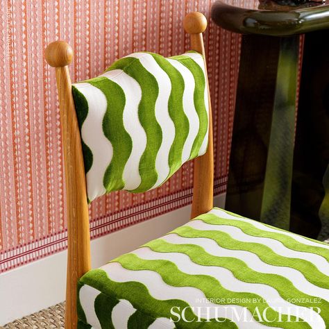 The Wave Velvet - Lettuce Fabrics | Schumacher Retro Revival, Main Squeeze, Chaise Design, Classic Decor, The Wave, Beautiful Furniture, Wave Pattern, Pierre Cardin, Modern Retro