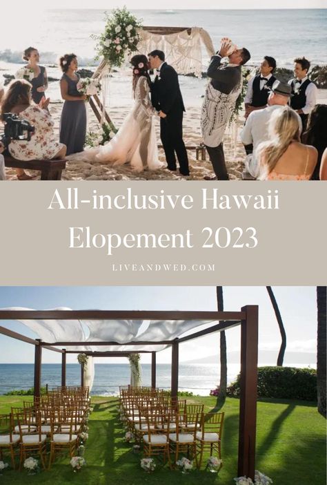 All inclusive Hawaii elopements Hawaii Micro Wedding, Hawaii Beach Wedding Ideas, Small Hawaii Wedding, Destination Wedding Hawaii, Best Hawaiian Island, Wedding In Hawaii, Hawaii Beach Wedding, Maui Resorts, Hawaii Resorts