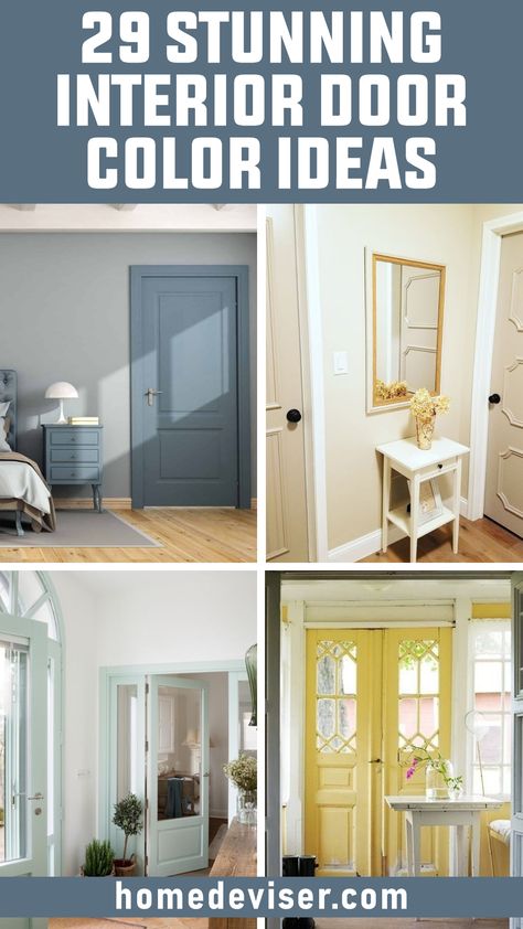 29 Stunning Interior Door Color Ideas You’ll Love Interior French Door Color Ideas, Painted Hallway Doors Interior, Different Color Doors Interior, Inside Front Door Color, Paint For Interior Doors, Inside Door Colors, Interior Doors Painted, Indoor Door Colors, Interior Front Door Colors