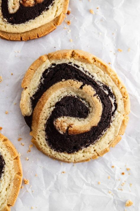 These oversized cookies feature three layers of flavor -- peanut butter cookie dough, sugar cookie dough and a thick brownie batter! Perfect for the holidays or anytime you need an extra-special treat. #girlversusdough #Christmascookies #pinwheelcookies Brownie Swirl Cookies, Peppermint Slice, Swirl Cookies, Peanut Butter Brownie, Chocolate Shortbread Cookies, Pinwheel Cookies, Best Cookies Ever, Peanut Butter Cookie Dough, Chewy Sugar Cookies