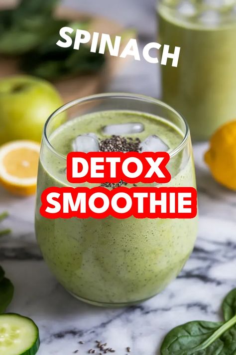 A photo of a  Spinach Detox Smoothie a Detox Smoothies Chemo Smoothies Recipes, Chemo Smoothies, Healthy Shake, Green Detox Smoothie, Detox Smoothies, Detox Smoothie Recipes, Ginger Water, Smoothies Recipes, Healthy Shakes