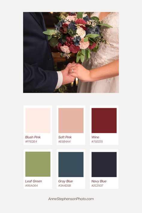 Navy Blue And Pink Fall Wedding, Navy Green Blush Wedding, Burgundy Navy Green Color Palette, Sage Green Navy Blue Blush Pink Gold Wedding, Maroon Blue Color Palette, Wedding Color Schemes With Navy, Blush Wedding Pallet, Red Green Blue Color Palette, Wedding Color Schemes Navy Blue