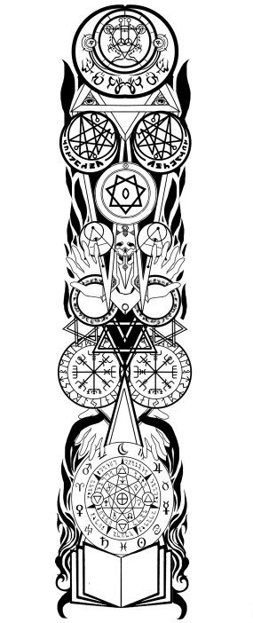 Finished warlock tattoo Looks badass Tattoo For Him, Warlock Tattoo, Design A Tattoo, Wiccan Tattoo, Tatto Sleeve, First Time Tattoos, Witchcraft Tattoos, Wizard Tattoo, Full Hand Tattoo