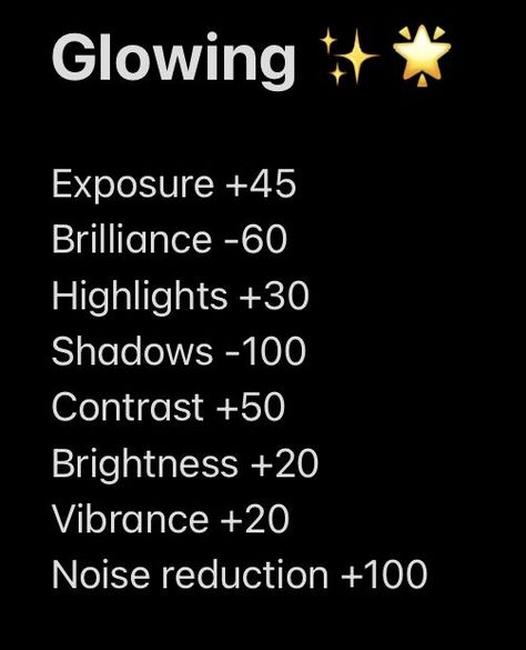 Clear Skin Filter Camera Roll, Picture Settings Ideas, Phone Filters, Picture Filters, Iphone Filters, Iphone Edit, Glow Filter, Pic Editing, Camera Editing