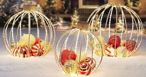 Deck the Outside Halls With These Pretty Outdoor Ornaments Oversized Ornaments, Outside Christmas Decorations, Room Vibes, Christmas Yard Decorations, Christmas Yard, Outdoor Holiday Decor, Front Porch Christmas Decor, Outdoor Decorations, Sam's Club