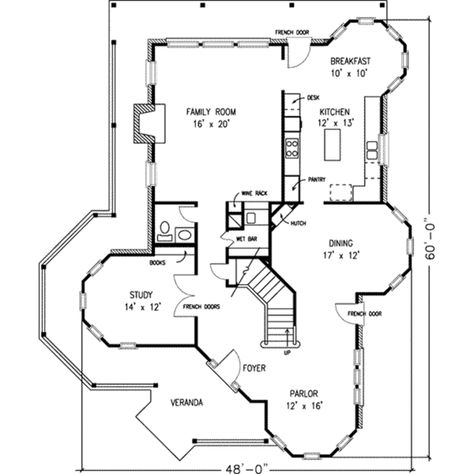 Victorian Floor Plan - Main Floor Plan Plan #410-150 Victorian Floor Plans, Victorian House Plan, Victorian House Plans, Victorian Style House, Monster House Plans, Extra Bedroom, Mountain House Plans, House Layout, Victorian Design