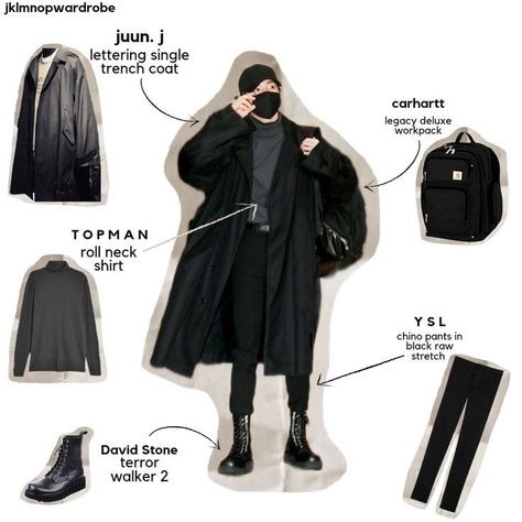 Jungkook Outfit 2022, Jungkook Trench Coat, Jungkook Style 2022, Jungkook Airport Outfit, Jungkook Airport Fashion 2022, Dark Academia Techwear, Jungkook Style Black, Jungkook Outfit Ideas, Jungkook Core Outfit