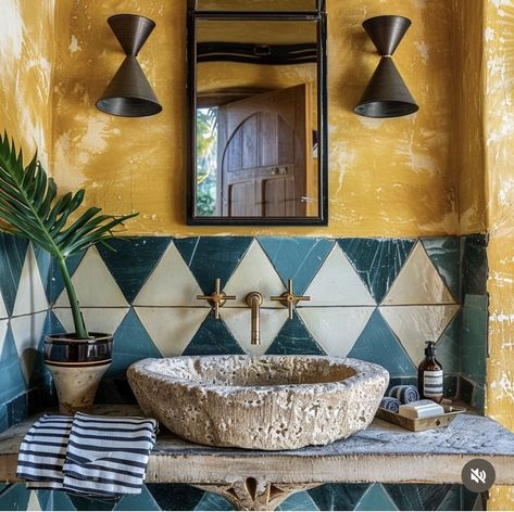 Mediterranean Bathroom, Mediterranean Interior, Bathroom Inspiration Decor, Mediterranean Home, Dream House Interior, Dream House Decor, Beautiful Bathrooms, Dream Home Design, Wooden Diy