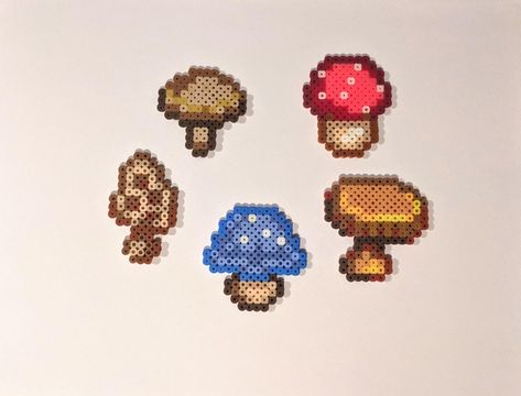 Mushroom Perler, Perler Pattern, Pixel Beads, Melty Bead Patterns, Pearl Beads Pattern, Easy Perler Beads Ideas, Fuse Bead Patterns, Pony Bead Patterns, Hama Beads Design