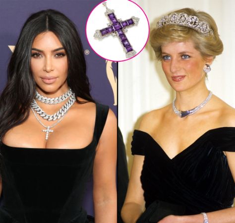 Kim Kardashian splurged on a Princess Diana-worn diamond and gemstone crucifix. Diamond Cross Necklace, Velvet Gown, Diamond Cross, Iconic Women, Princess Diana, Bold Fashion, Stylish Dresses, Kim Kardashian, Business Women