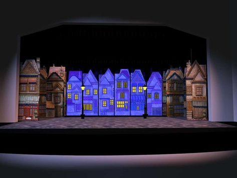 Set design - A Christmas Carol Christmas Carol Play, Christmas Stage Design, Elf The Musical, Stage Backdrops, Digital Rendering, Christmas Program, Set Design Theatre, Stage Set Design, Christmas Concert