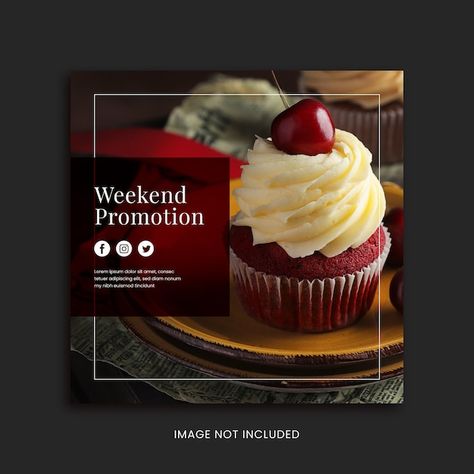 Vector weekend cup cake social media pr... | Premium Vector #Freepik #vector Pastries Poster Design, Cake Ads Social Media, Dessert Social Media Design, Cake Social Media Design, Cake Social Media Post, Cake Poster Design, Social Media Cake, Cake Ads, Cake Advertisement