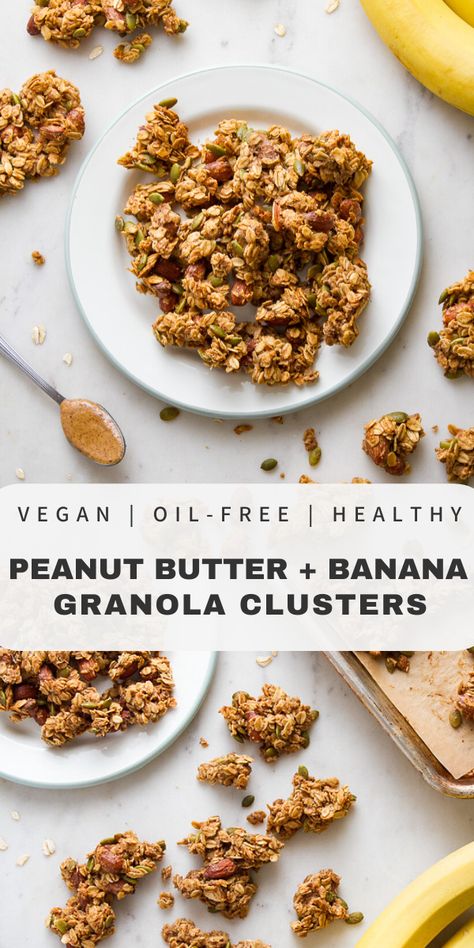 Banana And Granola Recipes, Granola Recipe With Banana, Banana Granola Recipe, Peanut Butter Banana Granola, Granola Snacks, Banana Granola, Banana Snacks, Clean Eating Vegetarian, Protein Granola