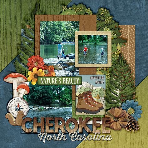 Nature Scrapbook Layouts, Wall Newspaper, Waterfall Scrapbook, Classroom Art Display, Bulletin Ideas, Nature Scrapbook, Camping Scrapbook, English Project, Birthday Card Craft