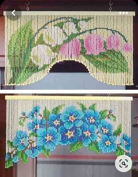 Beaded Curtains Diy, Beaded Door Curtains, Seed Bead Art, Bead Curtain, Beaded Banners, Diy Jewelry Projects, Beaded Curtains, Curtain Patterns, Diy Curtains