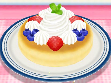 Cooking Mama Cooking Mama Aesthetic, Mama Aesthetic, How To Cook Pancakes, Strawberry Pancakes, Cooking Mama, Food Texture, Round Cake, Game Food, Food Drawing