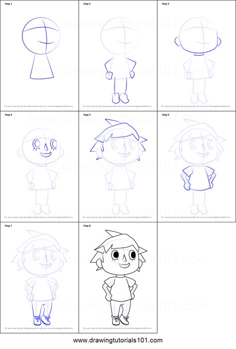 How to Draw Player from Animal Crossing Printable Drawing Sheet by DrawingTutorials101.com Animal Crossing Printable, Animal Crossing Fan Art, Cartoon Drawing Tutorial, Drawing Sheet, Animal Crossing Characters, Animal Crossing Villagers, Learn Drawing, Cartoon Sketches, Animal Crossing Game