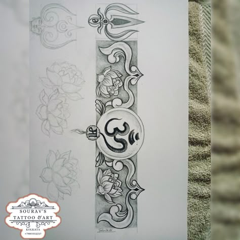 Om Band Tattoo Design, Om Armband Tattoo, Trishul Armband Tattoo, Shiva Band Tattoo Design, Shiva Armband Tattoo Design, Trishul Design, Infinity Symbol Art, Baroque Tattoo, Wrist Band Tattoo