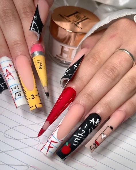 Honey Phan on Instagram: "Hello Back to School month✏️ 
Products @honeysnailsecret 
Honey’s Nail Supply 
2200 Norcross Pwk #245, Norcross GA 30071 
#nails #naildesigns #nailtutorial #nailart #nailvideos #nailtrend #prettynails #nailviral #nails #bestnails2024 #backtoschoolnails #honeysnailsecret" Back To School Nail Designs, School Nail Designs, School Nail Ideas, Back To School Nail Ideas, Battery Icon, Back To School Nails, School Nails, Nail Supply, Nail Tutorials