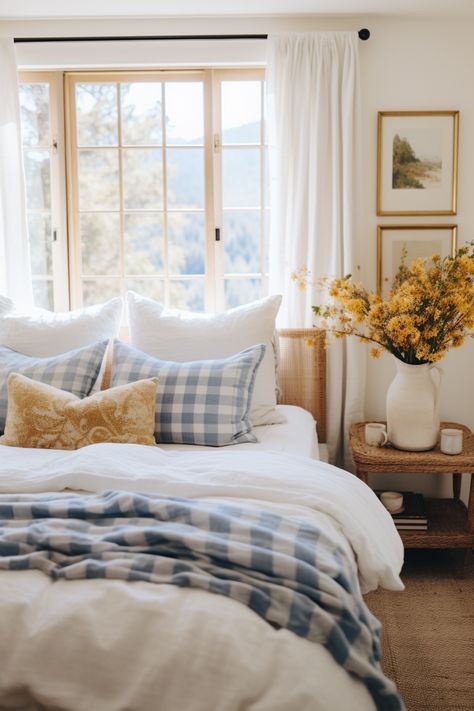 80+ Gorgeous Cottagecore Bedroom Ideas Bedroom Cottage Decor, Master Bedrooms Decor Cottage, Chic House Decor Ideas, Cottage Style Home Decor, Modern Cottagecore House, Modern Cottage Interior Bedrooms, Coastal Cottage Bedroom Ideas, Nancy Meyers Bedroom Aesthetic, Country Modern Bedroom