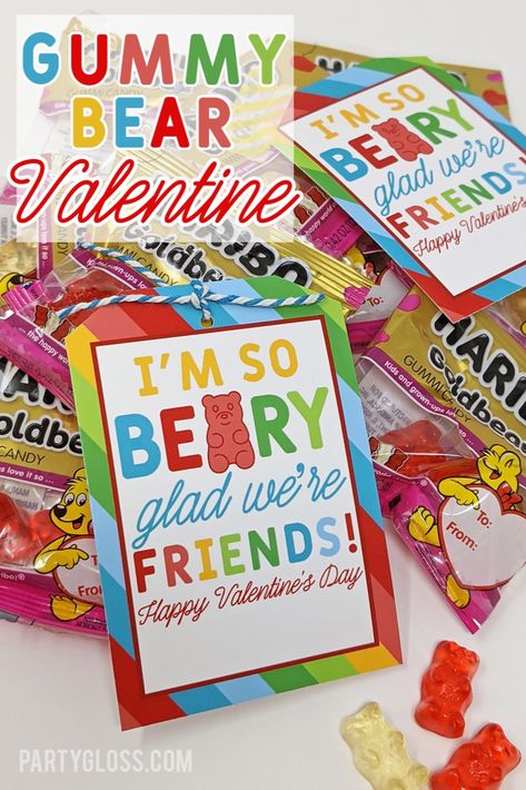 Gummy Bear Valentines, Nails Gummy Bear, Kindergarten Valentines, Valentines Day Nails, Class Valentines, Valentine Gifts For Kids, Preschool Valentines, Valentine Crafts For Kids, Friends Valentines