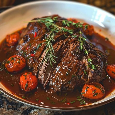 Tuscan-Style Slow-Cooked Beef Roast Dude Food, Beef Roast, Roast Beef Recipes, Slow Cooked Beef, Pot Roast Recipes, Braised Beef, Crock Pot Slow Cooker, Beef Recipes Easy, Beef Recipes For Dinner