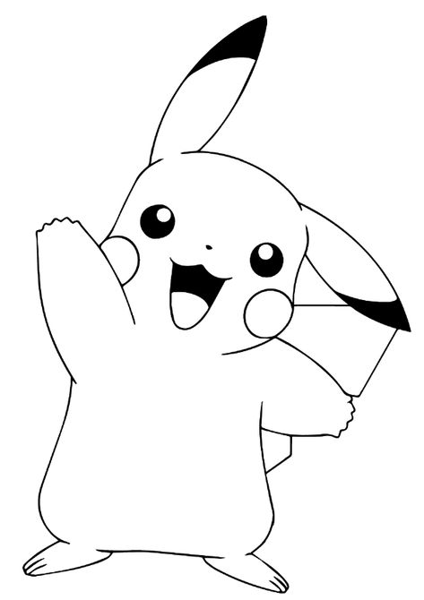 Dibujo para colorear de Pikachu de Pokémon saludando. Pikachu from Pokémon waving coloring page. Pikachu Drawing Easy, Pikachu Coloring, Pokemon Coloring Sheets, Naruto Drawings Easy, Mickey Coloring Pages, Pikachu Tattoo, Pikachu Coloring Page, Pikachu Drawing, Pikachu Pikachu