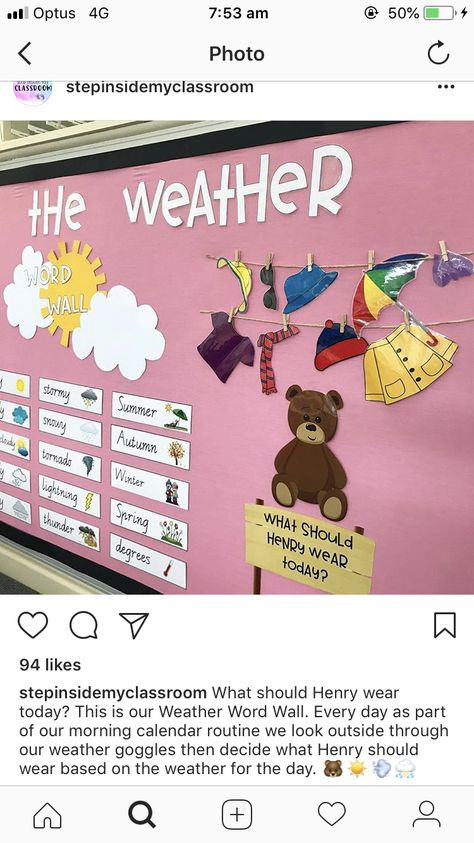 Circle Time Decoration Ideas, Weather Circle Time, Kindergarten Circle Time Board, Weather Anchor Chart Kindergarten, Weather Station Preschool, Kindergarten Weather Chart, Circle Time Board Ideas, Weather Theme Classroom Decorations, Weather Display Classroom