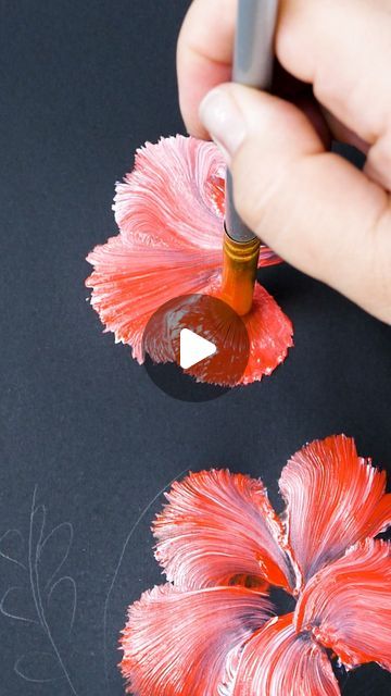 How To Paint Flowers Easy, Acrylic Flower Painting Easy, How To Paint Flowers Acrylic Easy, Artistic Envelopes, Abstract Flower Painting Acrylic, Dry Brush Painting, Canvas Art Painting Acrylic, Easy Flowers, Acrylic Flower Painting