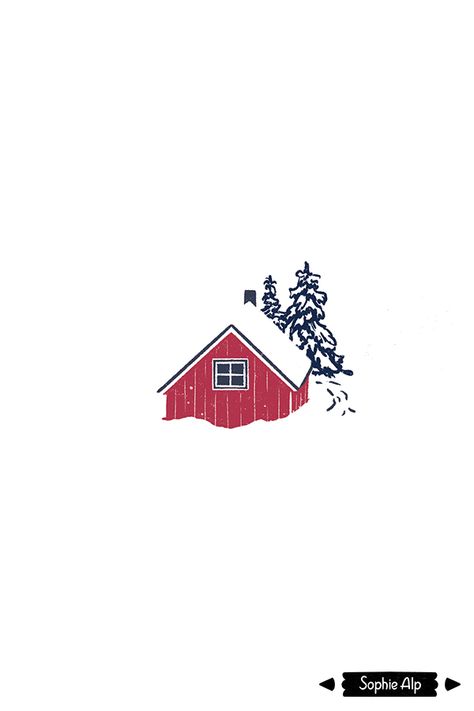 detail from an illustrated winter pattern of snowy roofs - a cute cozy red cabin in the woods, burried in snow. Full pattern in my board :) #illustration #patterndesign #christmas #winter #cabin #norwegenhouse #swedishcabin Winter Cabin Illustration, Christmas Minimalist Illustration, Christmas Designs Pattern, Cute Winter Drawings, Snowy Illustration, Christmas Cute Illustration, Winter Illustration Art, Cute Christmas Illustration, Christmas Pattern Illustration