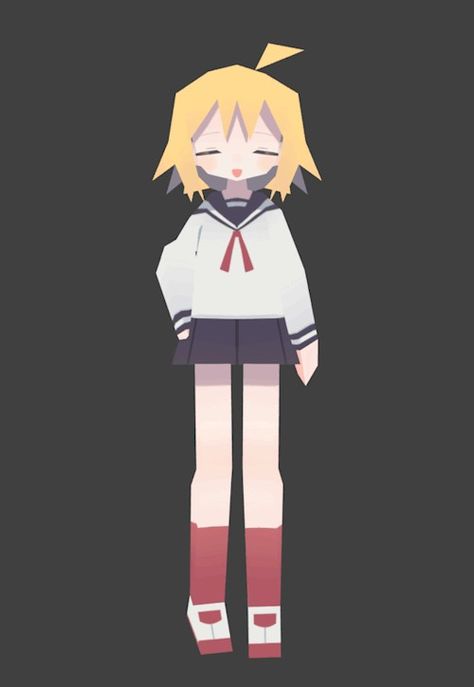 Low Poly, Anime Character, Hair, Anime, Clothes, Black