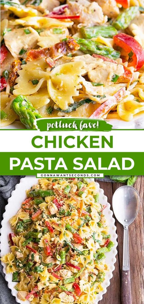 Chicken Pasta Salad on a serving plate Cold Chicken Pasta Salad, Cold Pasta Recipes, Grilled Chicken Pasta Salad, Chicken Tetrazzini Casserole, Chicken Pasta Salad Recipes, Italian Chicken Pasta, Chicken Fajita Pasta, Cold Pasta Salad Recipes, Making Chicken