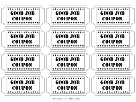 good job coupon Good Job Sticker, Reward Tickets, Printable Vouchers, Job Letter, Logo Online Shop, Teaching Classroom Management, Printable Tickets, Effective Resume, Reward Chart Kids